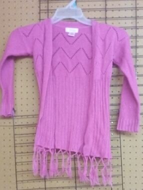 Angel Open-Front Pink Chevron Knit Sweater